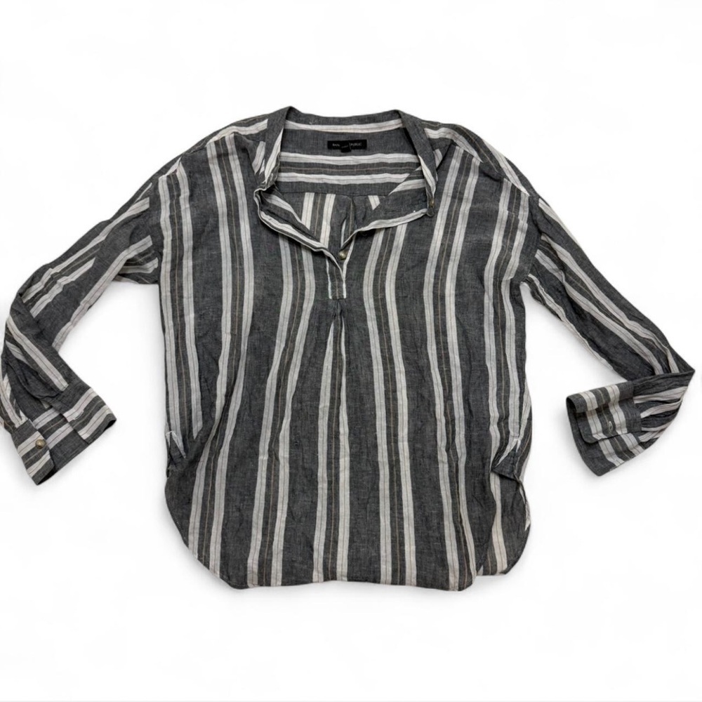 Banana Republic Gray and White Striped Shirt
